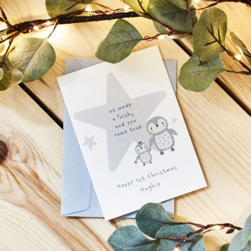 Personalised First Christmas Penguin Card