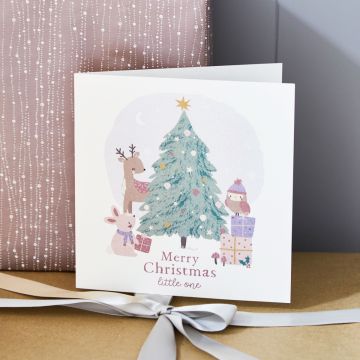 Pink Woodland Christmas Card