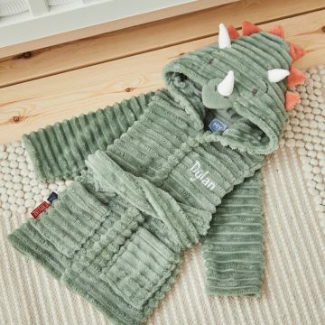 Personalised Dinosaur Ribbed Dressing Gown