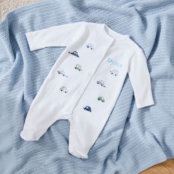 Personalised Transport Jersey Sleepsuit