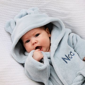 Personalised Blue Hooded Fleece Robe