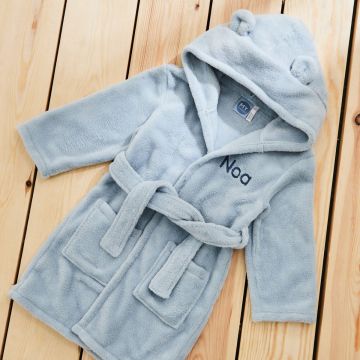 Personalised Blue Hooded Fleece Robe