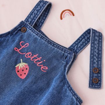 Personalised Strawberry Denim Dungarees