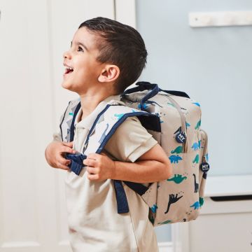 Personalised Grey Dinosaur Print Medium Backpack