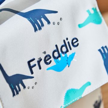 Personalised Grey Dinosaur Print Lunch Bag