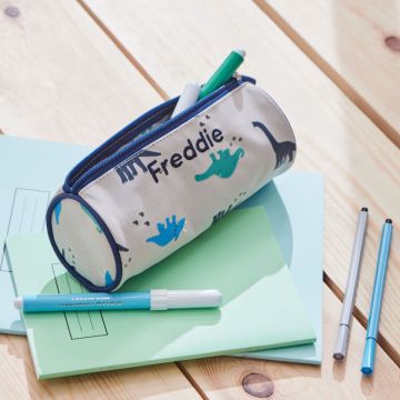 Personalised Grey Dinosaur Pencil Case