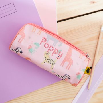 Personalised Pink Safari Pencil Case