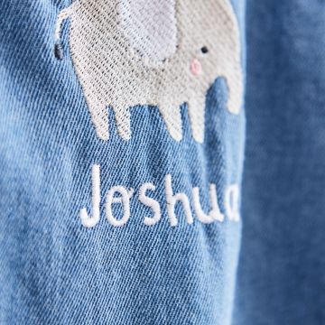 Personalised Elephant Design Short Legged Denim Dungarees