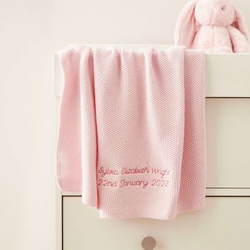 Personalised Pink Textured Knit Baby Shawl