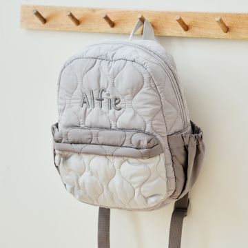 Personalised Grey Quilted Medium Backpack