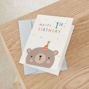 Personalised Little Bear's 1st Birthday Card