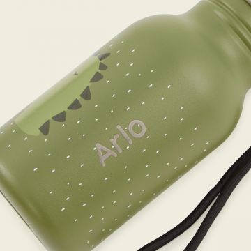 Personalised Trixie Green Dinosaur 350ml Water Bottle