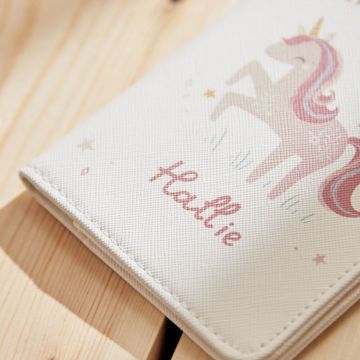 Personalised Unicorn Baby Passport Holder & Luggage Tag Set