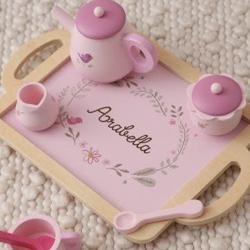 Personalised Pink Wooden Tea Set Toy FSC®