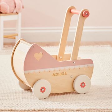 Personalised Pink Wooden Dolls Pram FSC®