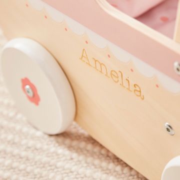 Personalised Pink Wooden Dolls Pram FSC®