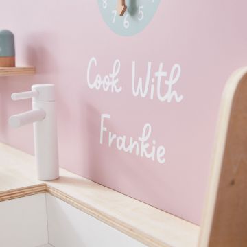 Personalised Pink Wooden Kitchen Play Set