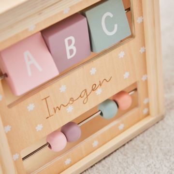Personalised Pink Wooden Activity Cube FSC®