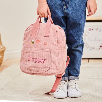 Personalised Pink Bumblebee Design Cord Mini Backpack