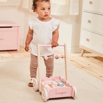 Personalised Pink Push-Along Activity Walker With Blocks FSC®