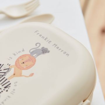 Personalised Cream Safari Design Lunch Box