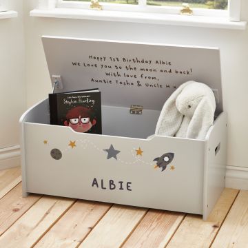 Personalised Large Grey Space Toy Box