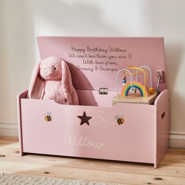 Personalised Large Pink Bee Toy Box