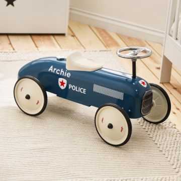 Personalised Vilac Teal Blue Police Car Ride On