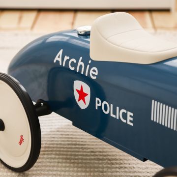 Personalised Vilac Teal Blue Police Car Ride On