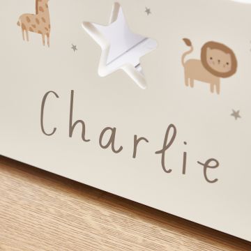 Personalised Small White Safari Animal Toy Box
