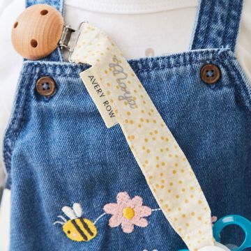 Personalised Yellow Daisy Print Avery Row Dummy Holder