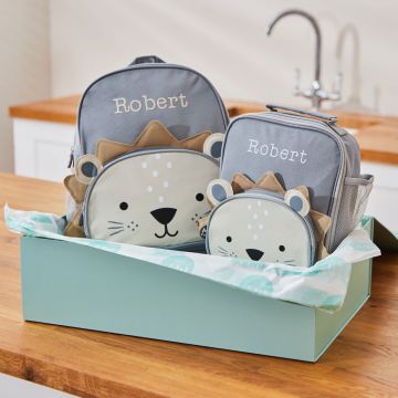 Personalised Lion Backpack & Lunch Bag Gift Set