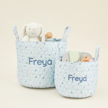 Personalised Blue Polka Dot Storage Bag Set