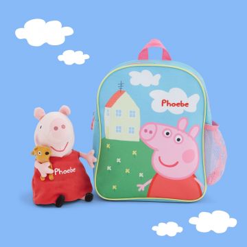 Personalised Peppa Pig Backpack and Soft Toy Set