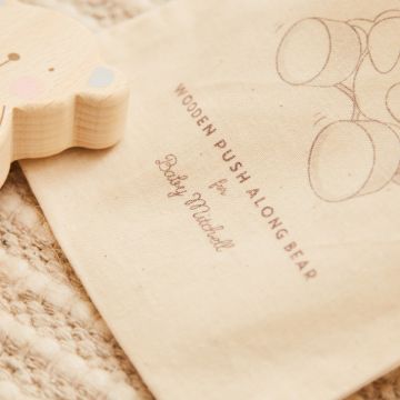 Personalised Bambino Wooden Push-Along Bear Toy