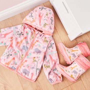 Personalised Pink Safari Rainy Day Set