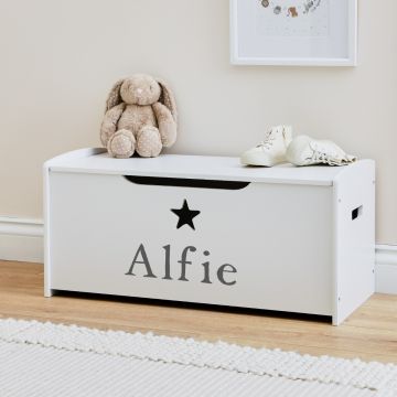 Personalised Large White Star Design Toy Box