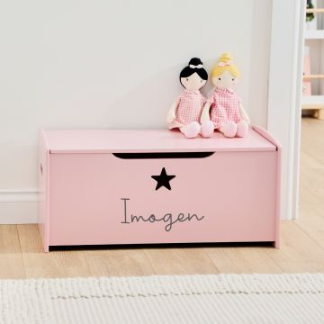 Personalised Large Pink Star Design Toy Box