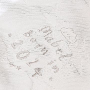 Personalised Born in 2024 Ivory Star Jacquard Blanket