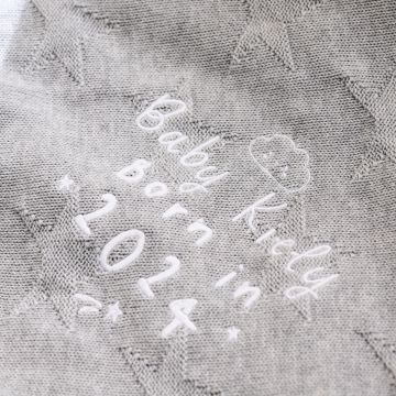 Personalised Born in 2024 Grey Marl Star Jacquard Blanket