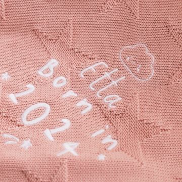 Personalised Born in 2024 Pink Star Jacquard Blanket