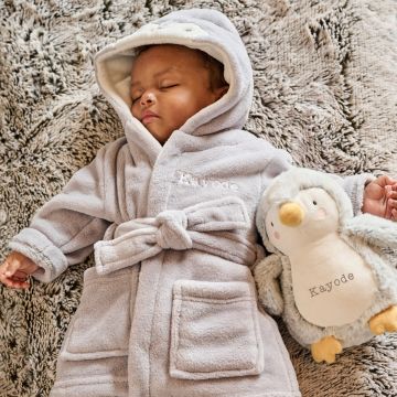 Personalised Grey Penguin Soft Toy