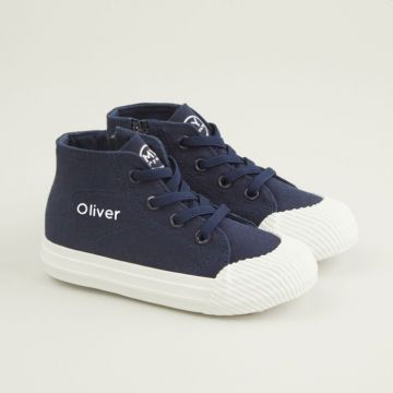 Personalised Navy Toddler High Top Trainers