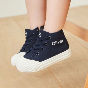 Personalised Navy Toddler High Top Trainers