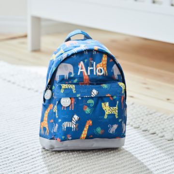 Personalised Navy Safari Print Classic Mini Backpack