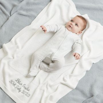 Personalised Ivory Cotton Baby Shawl