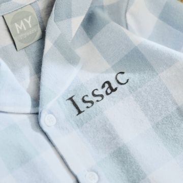 Personalised Traditional Blue Checkered Pyjama Set