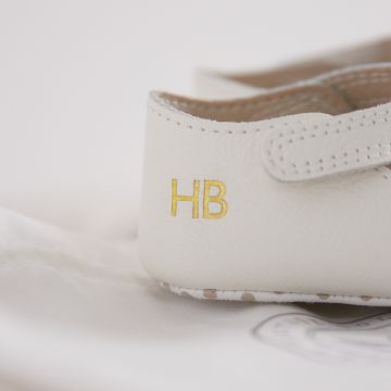 Personalised Ivory Leather Pram Shoes