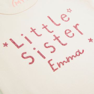Personalised Pink Little Sister Bodysuit