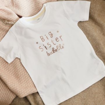 Personalised White Big Sister T-shirt